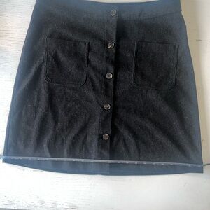 Black Corduroy-look Button Down mini skirt 18.5” length, 2 front pockets